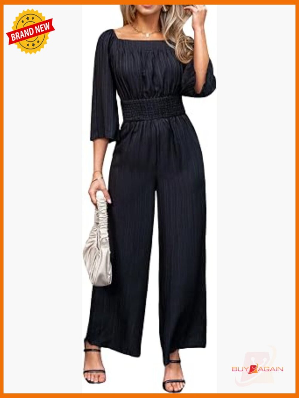 Women's Jumpsuit with Square Neck and Wide Leg Pants